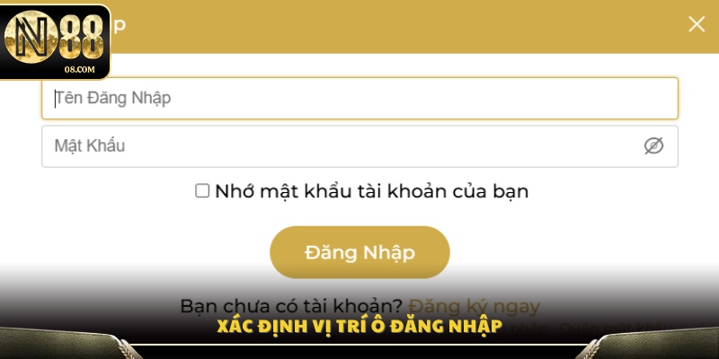 Xác định vị trí khung đăng nhập trên giao diện chính